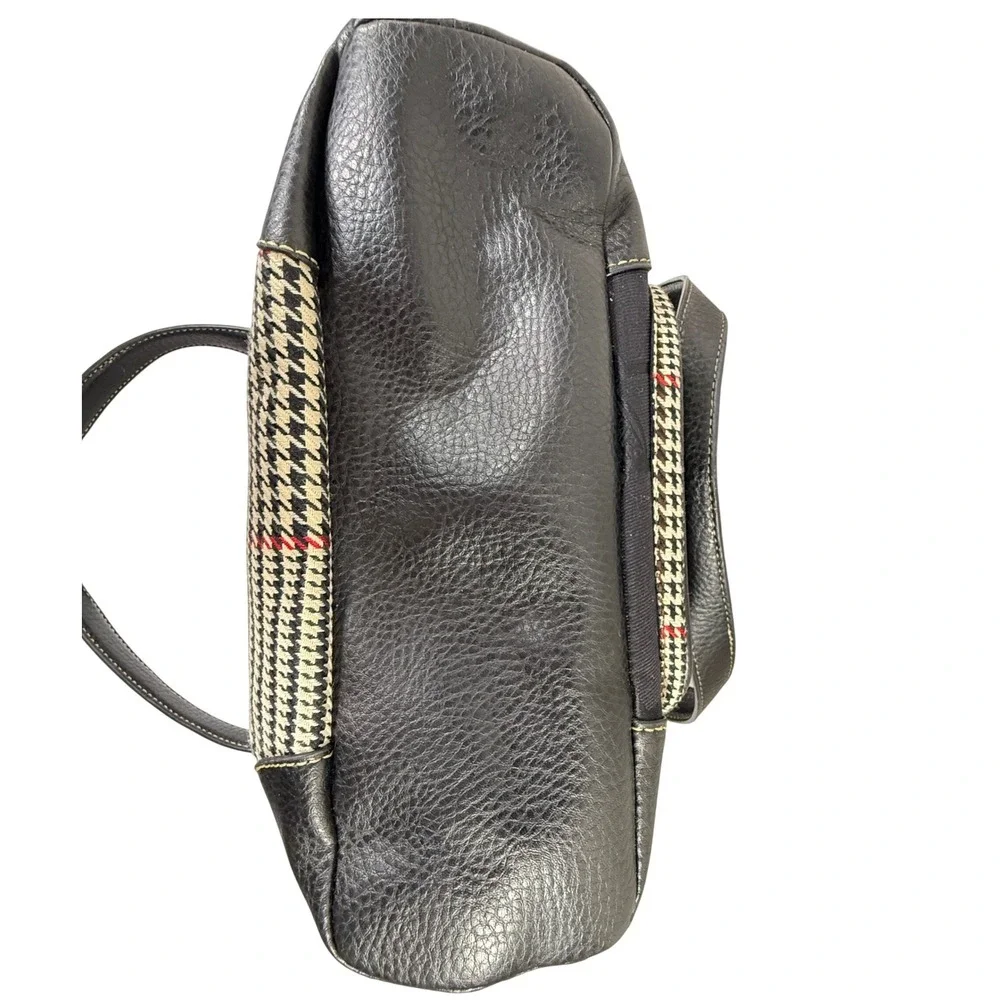 Chaps Leather Purse Black White Houndstooth Red Stripe - Picture 11 of 13
